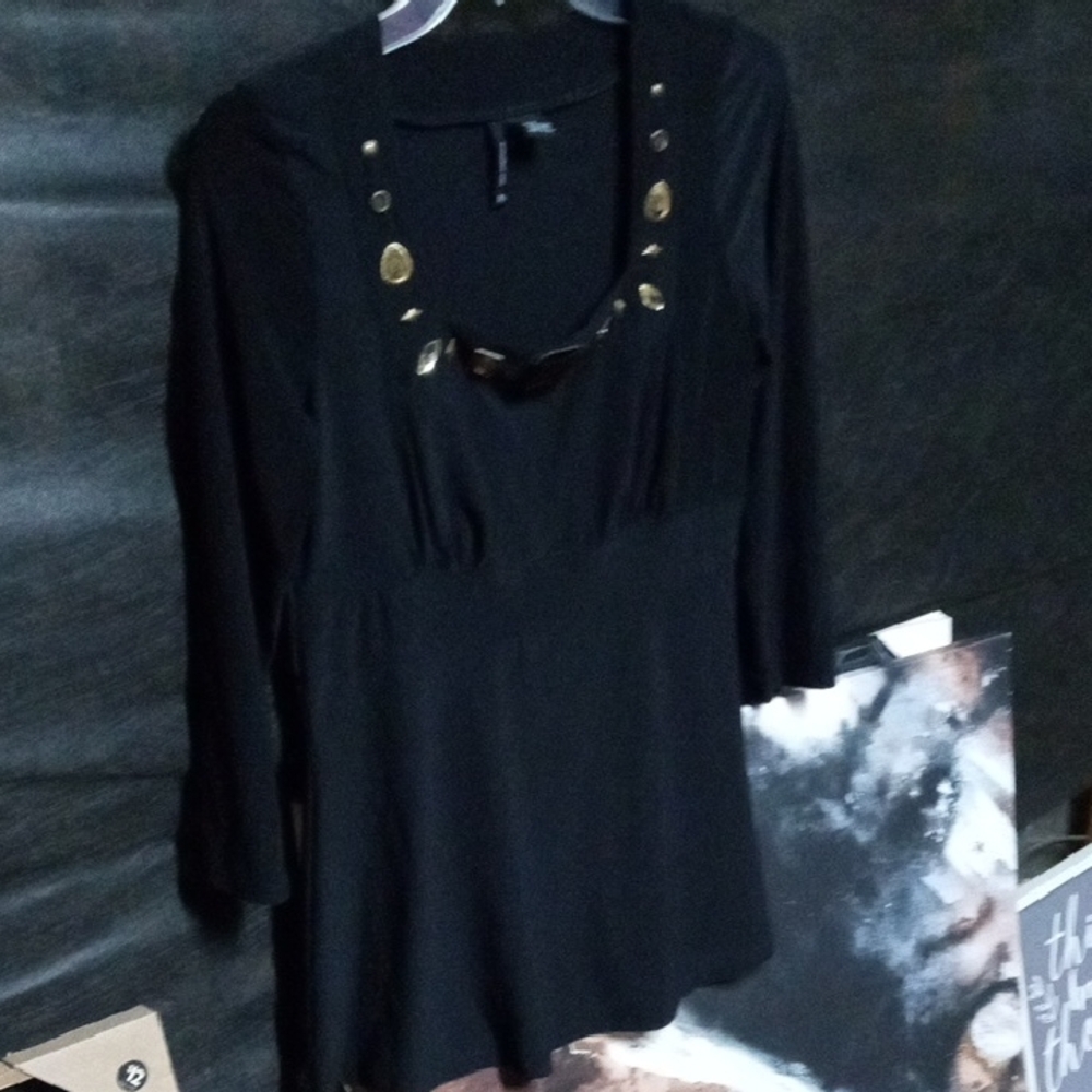 New Directions Black Top with Gold Details